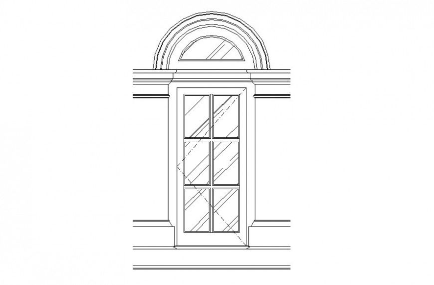 Drawing of round arch window AutoCAD file