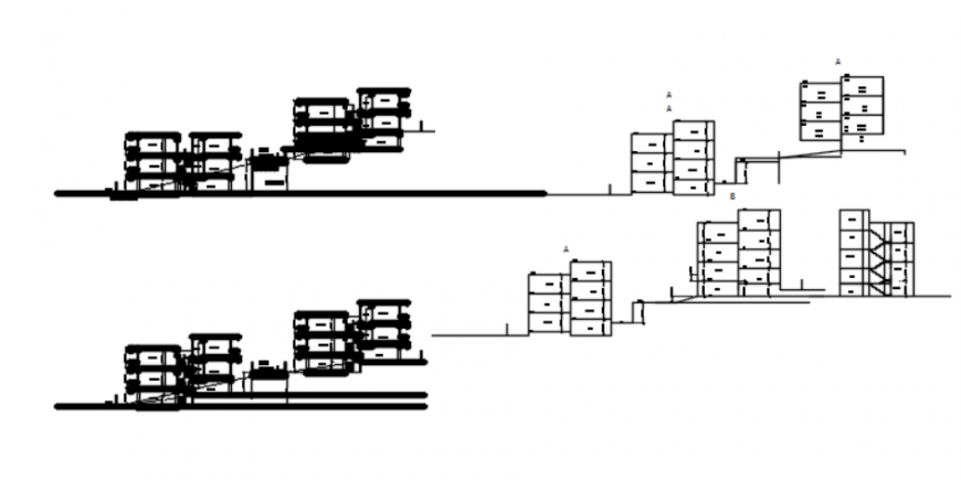 Drawing of row house plan AutoCAD file