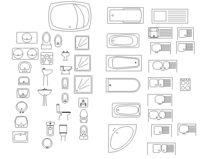Drawing of sanitary blocks AutoCAD file