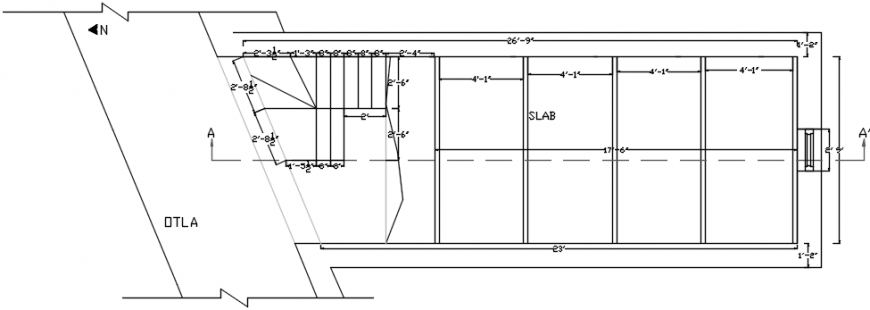 Drawing of staircase construction autocad software file