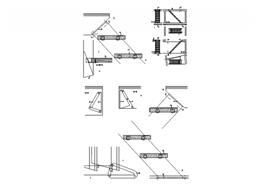 Drawing of stairs design details AutoCAD file