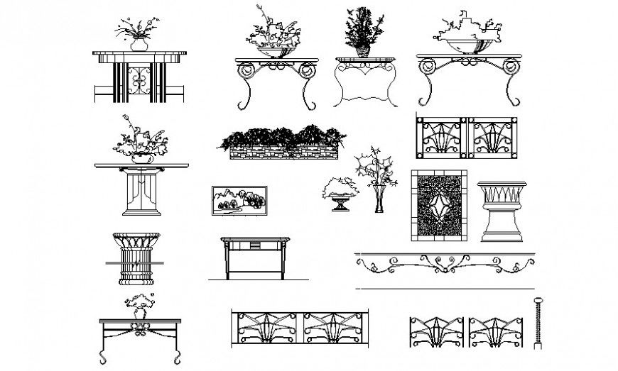 Drawing of table and landscaping units autoacd file