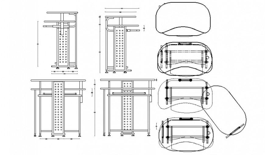 Drawing of table furniture blocks 2d view in autocad