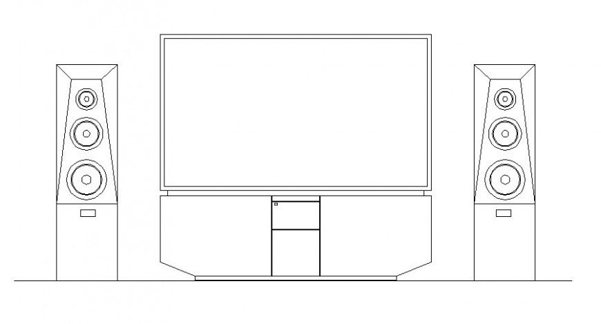 Drawing of television blocks details 2d view in autocad