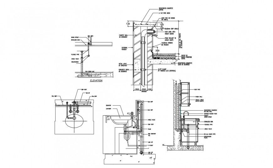 Drawing of the general plan of washbasin in autocad