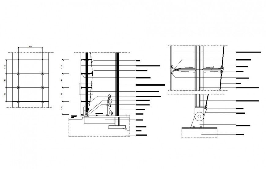 Drawing of the project of a window with spider steel supports AutoCAD file