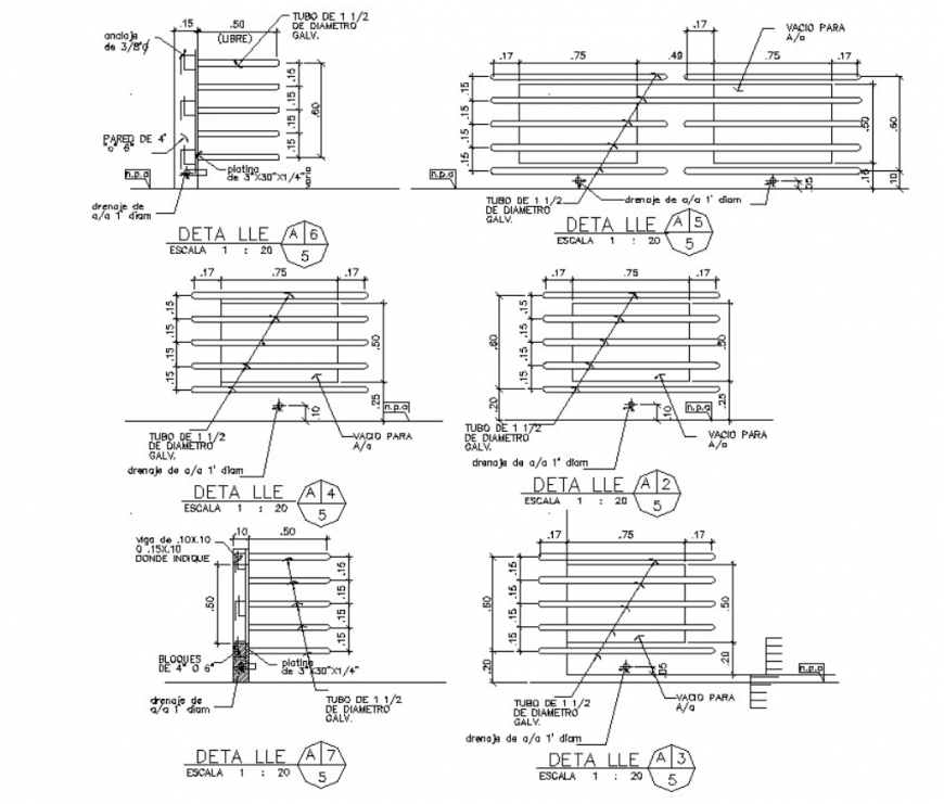 Drawing of the railing of balcony 2d details AutoCAD file