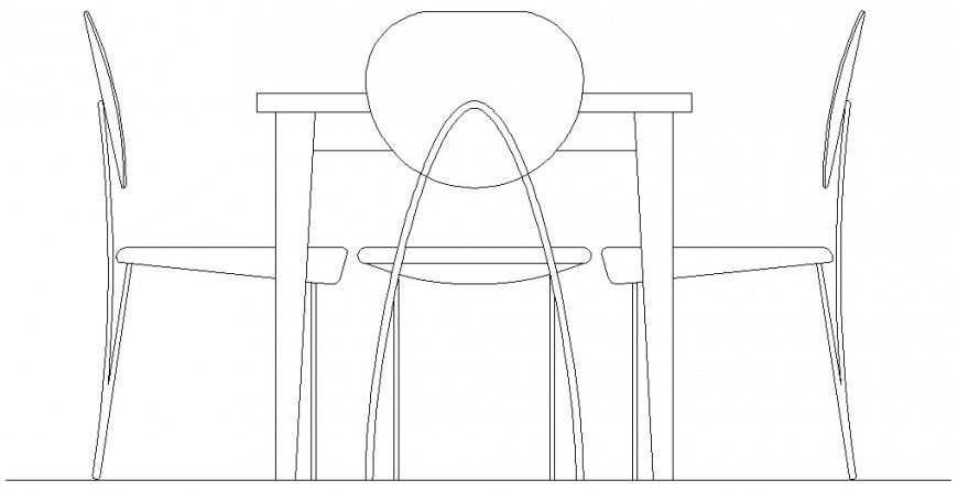 Drawing of the table with 3 chairs dwg file