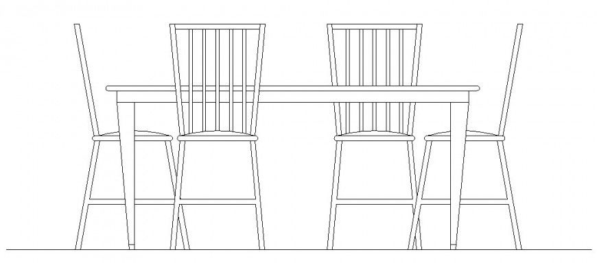 Drawing of the table with 4 chairs dwg file. .