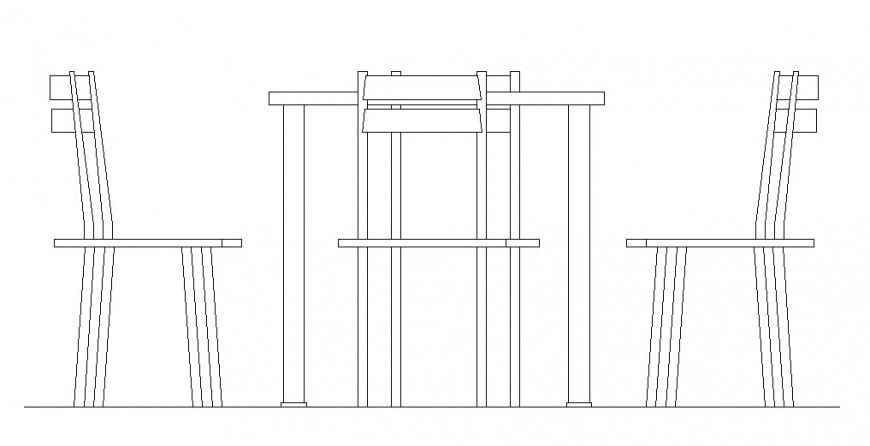Drawing of the table with 4 chairs dwg file.