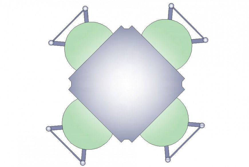 Drawing of the table with 4 chairs dwg file