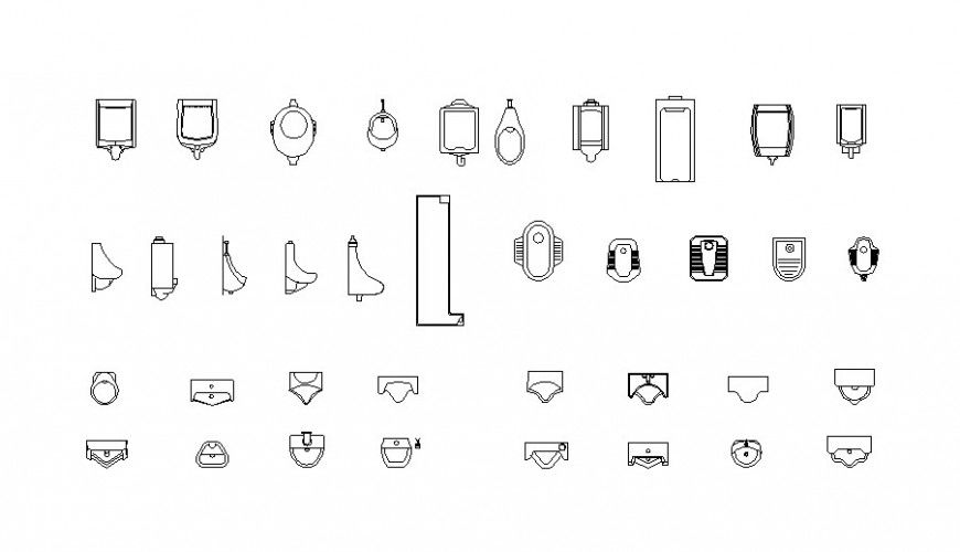 Drawing of toilet sanitary wairs blocks AutoCAD file