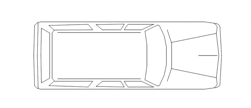 Drawing of top view of car 2d details AutoCAD file