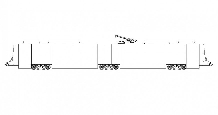Drawing of train details elevation 2d view in autocad