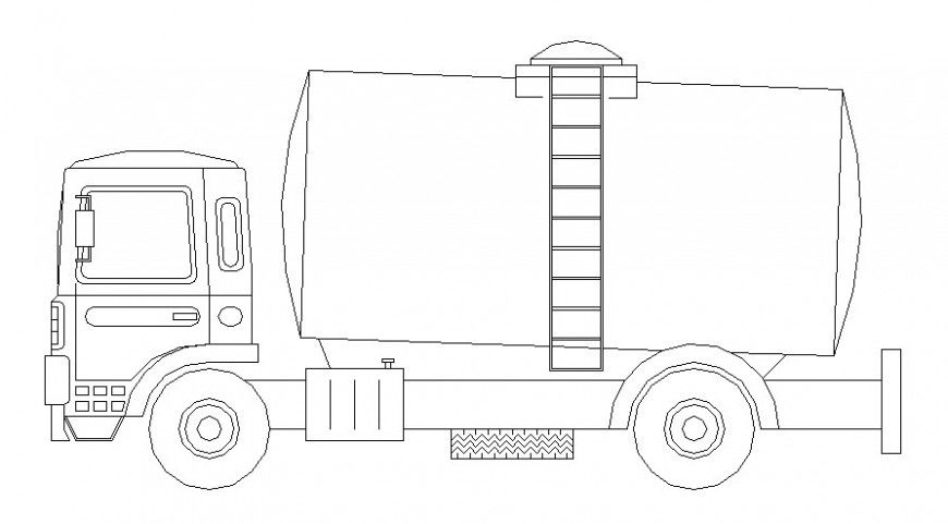 Drawing of transportation truck 2d view in autocad software