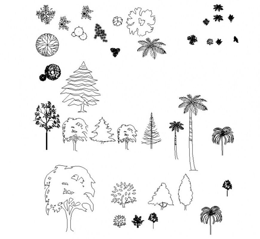 Drawing of trees unit block AutoCAD file