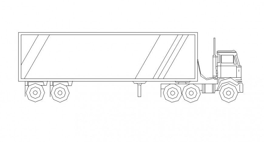 Drawing of truck 2d view elevation in autocad software