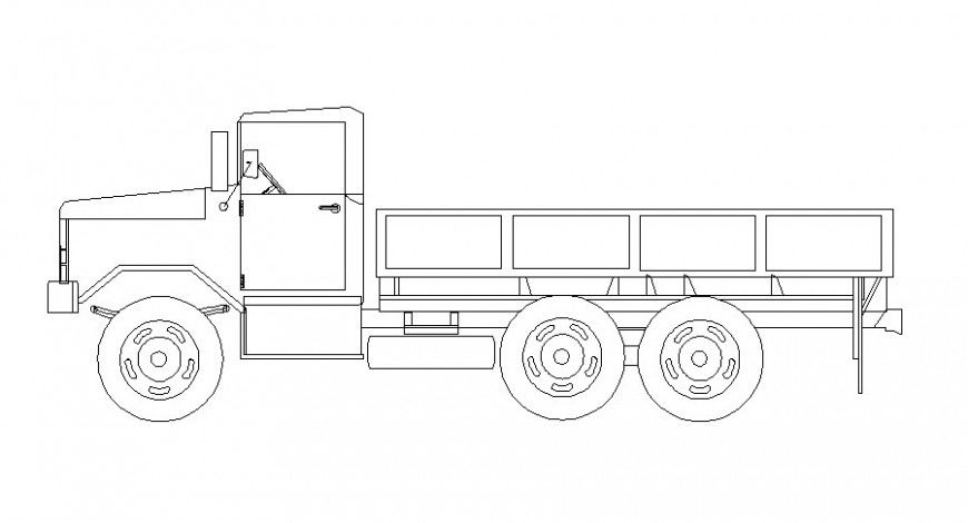 Drawing of truck details 2d view elevation in autocad software