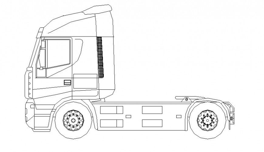 Drawing of truck elevation 2d view in autocad software