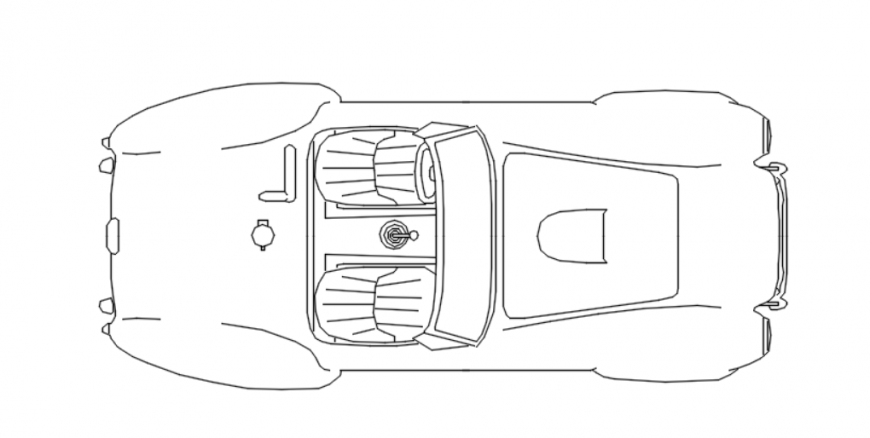 Drawing of two-seater car 2d block AutoCAD file