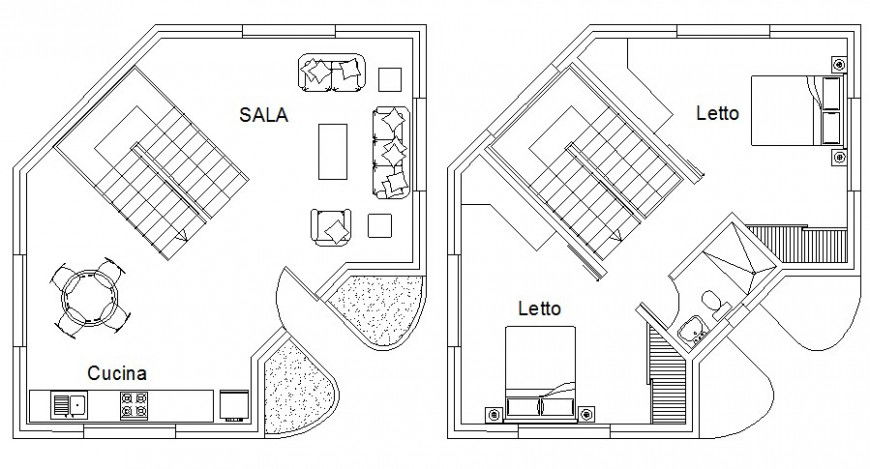 Drawing of two bhk house 2d view in autocad file