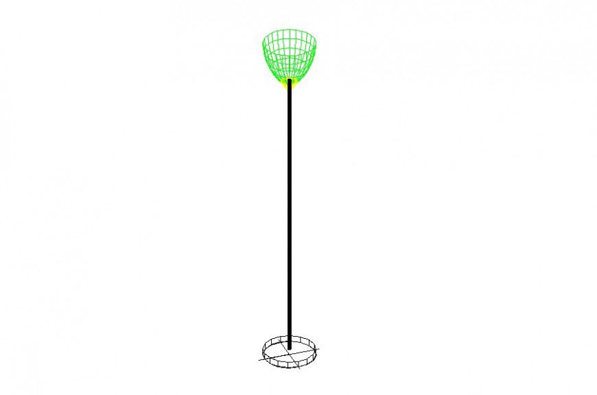 Drawing of up floor lamp AutoCAD 3d model.