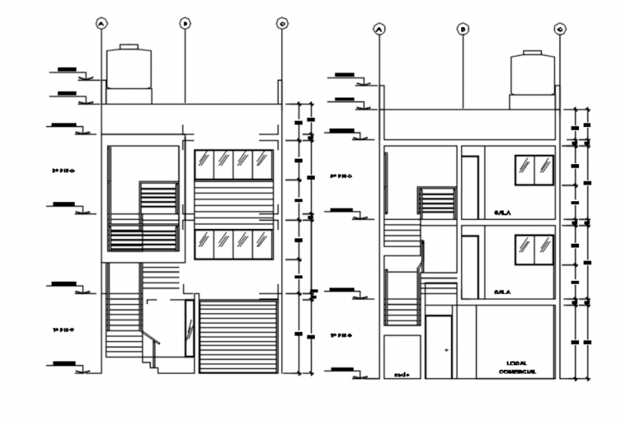 Drawing of urban house 2d model AutoCAD file