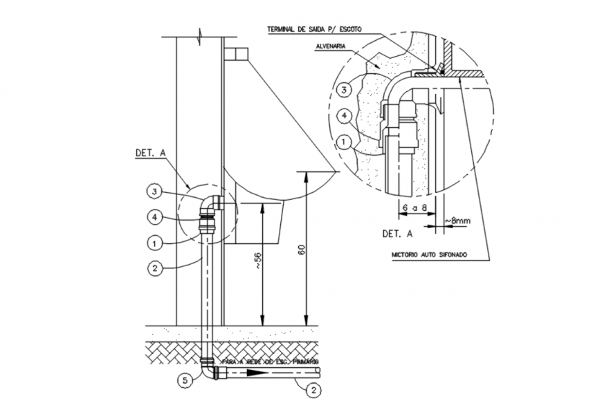 Drawing of urinal installation details autocad file