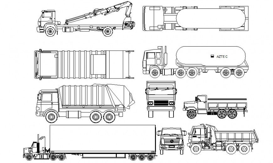 Drawing of vehicle blocks details 2d view shown in autocad