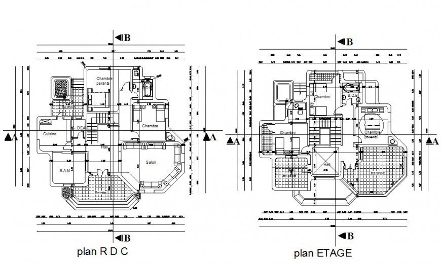 Drawing of villa design details AutoCAD file