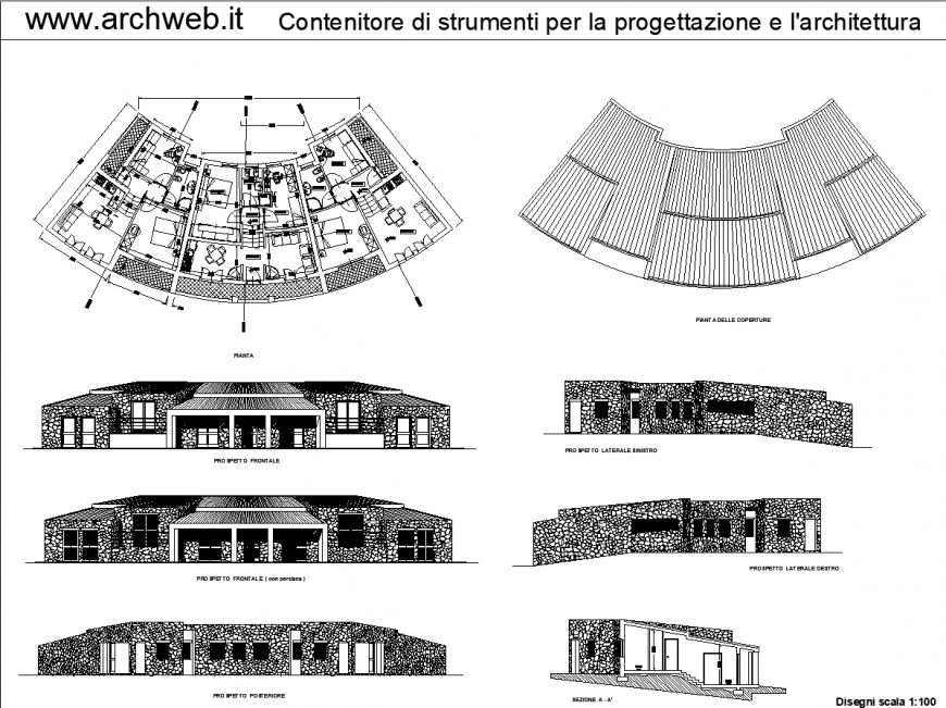 Drawing of villa plan in dwg file.