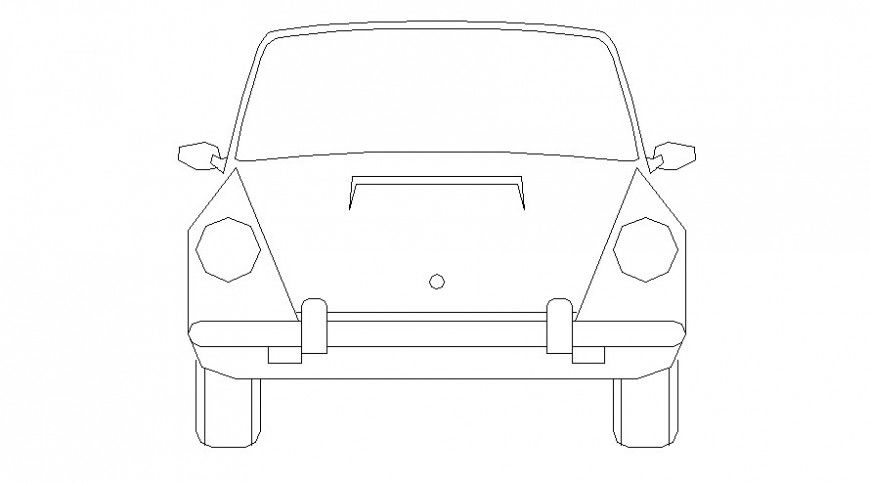 Drawing of vintage car 2d view elevation autocad file