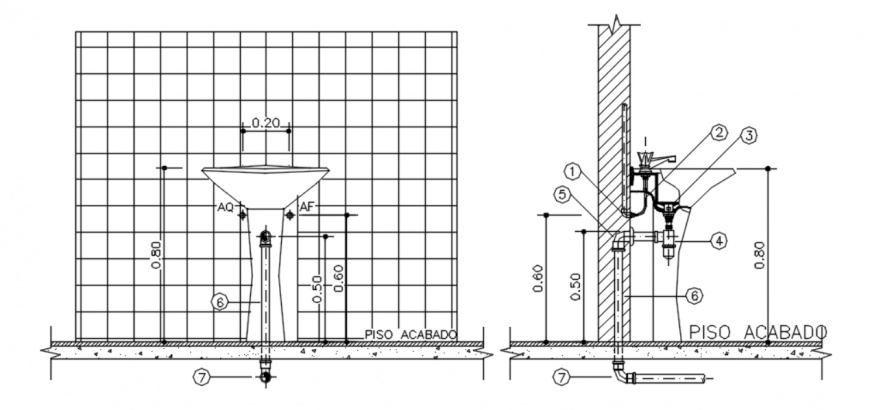 Drawing of wash basin details AutoCAD file