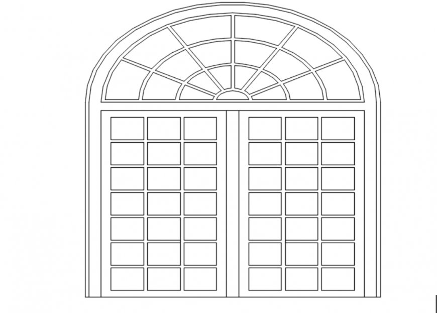 Drawing of window elevation design 2d AutoCAD file