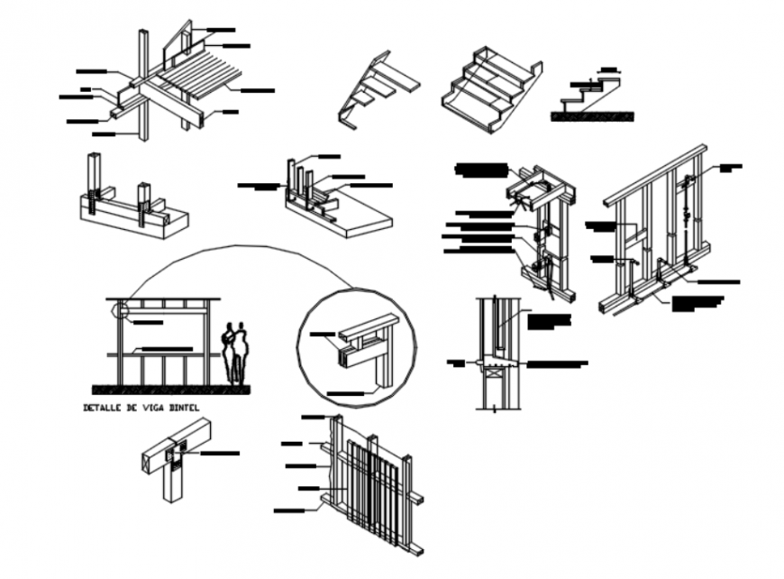 Drawing of wood 2d details Autocad file