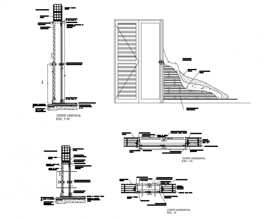 Drawing of wood metal window details AutoCAD file