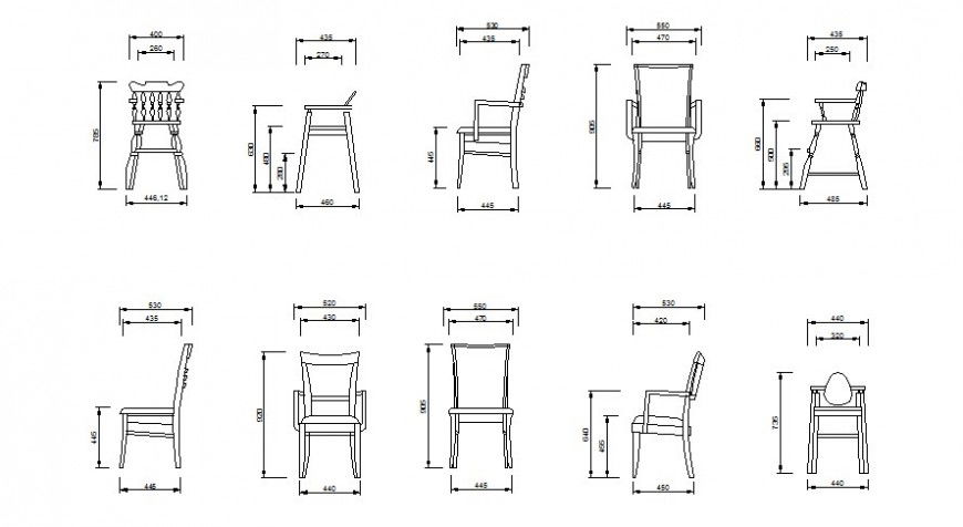 Drawing of wooden chairs block AutoCAD file
