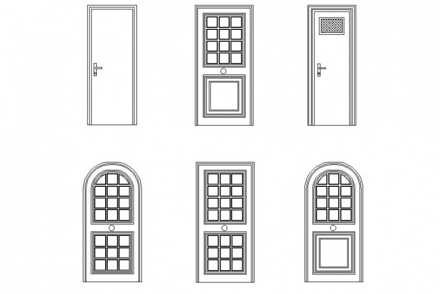 Drawing of wooden doors blocks AutoCAD file