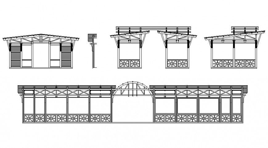 Drawing of wooden structure details blocks AutoCAD file