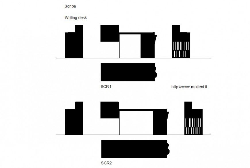 Drawing of writing desk block AutoCAD file