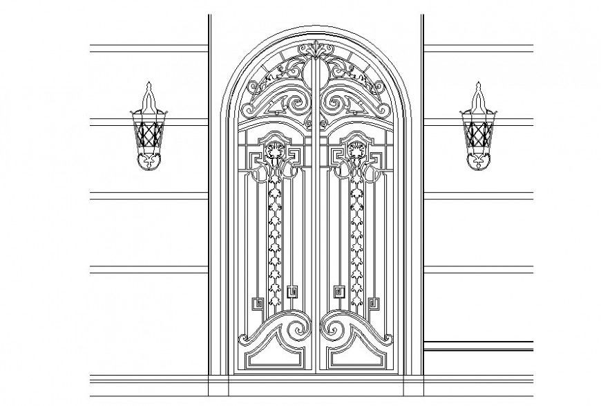 Drawing of wrought iron door block AutoCAD file