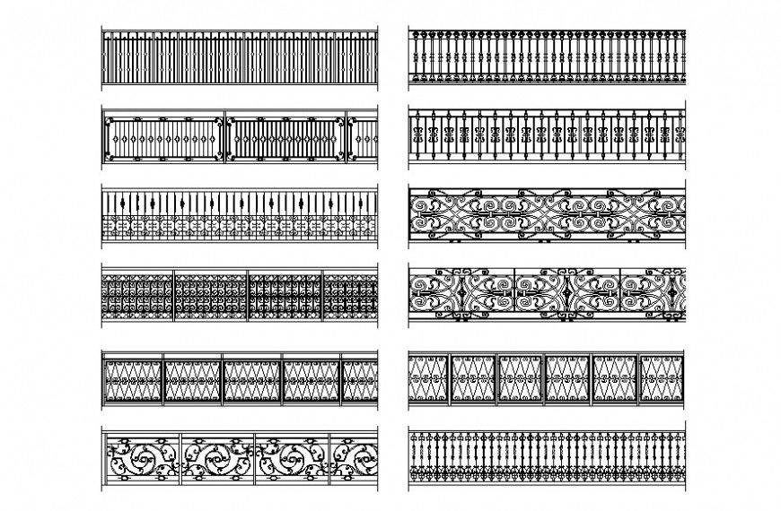 Drawing of wrought iron railing blocks AutoCAD