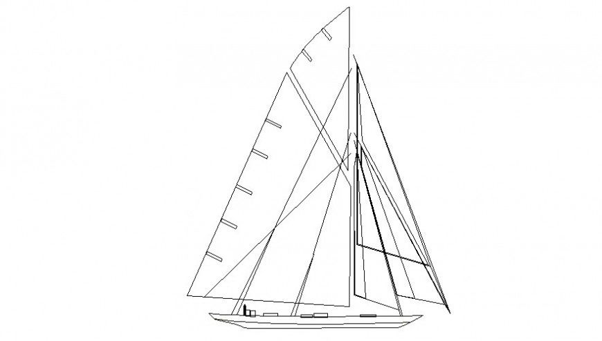 Yacht 2D View Elevation Drawing AutoCAD DWG File for Designers