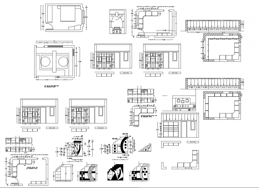Drawing room, bedroom and house area plans cad drawing details dwg file