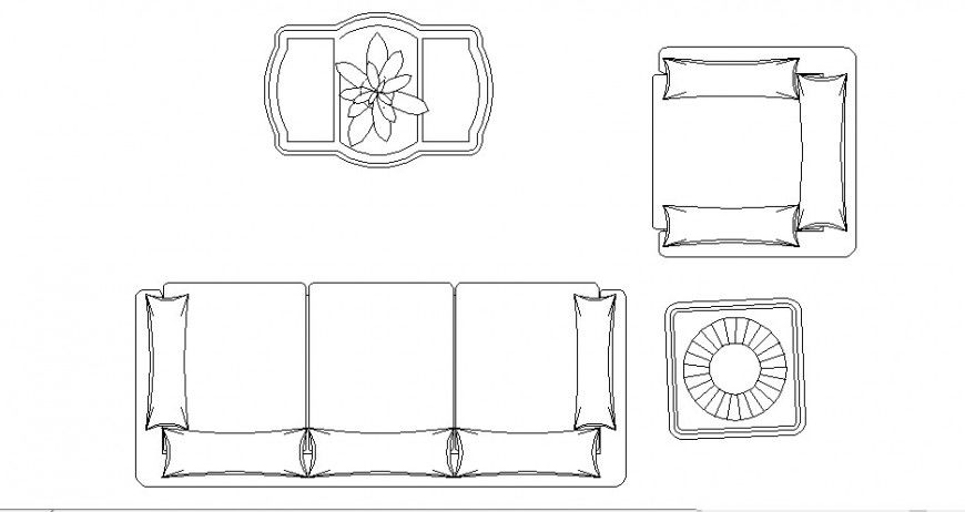 Drawing room layout detail furniture units 2d view dwg file