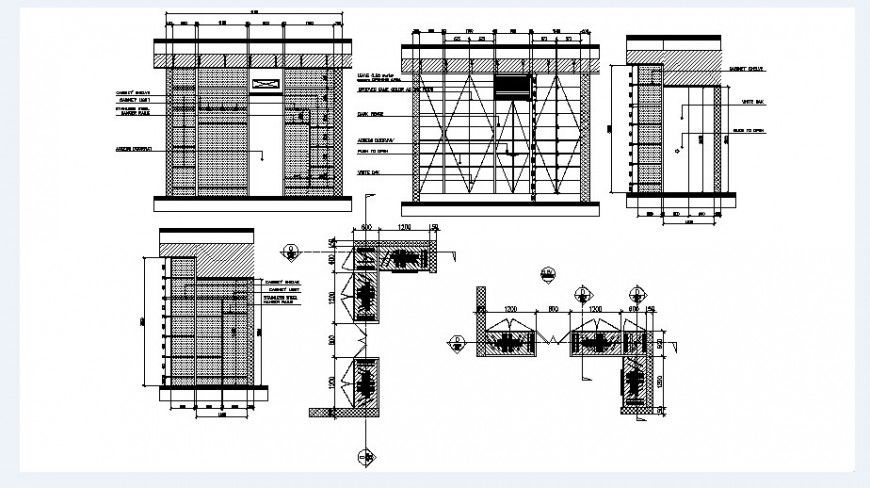Drawing room all sided constructive section and furniture drawing details dwg file