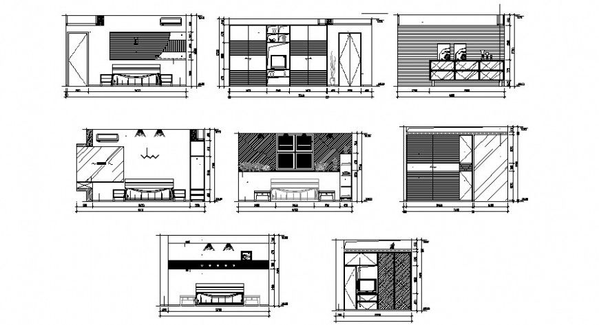 Drawing room area detail 2d view elevation autocad file