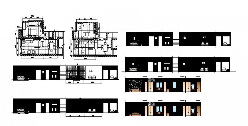 Drawing room area of residential house block autocad file
