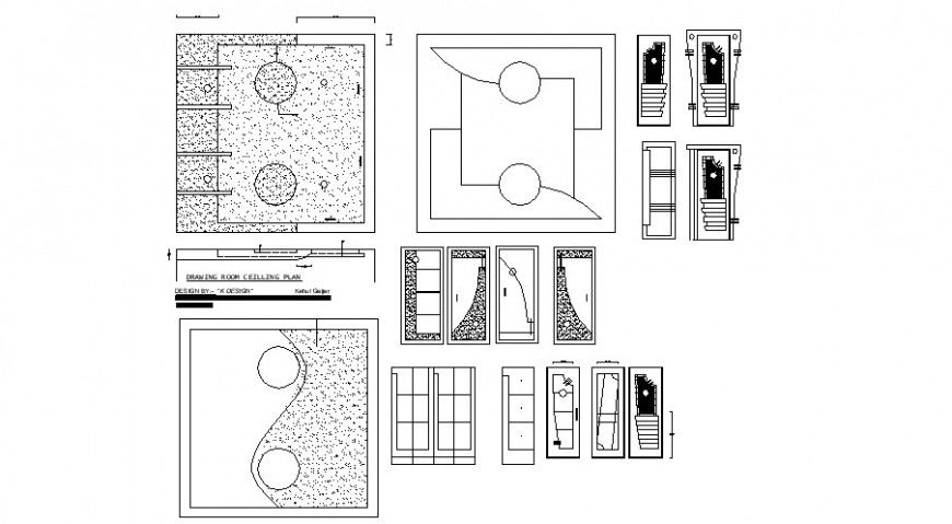 Drawing room ceiling plan, design and structure details dwg file