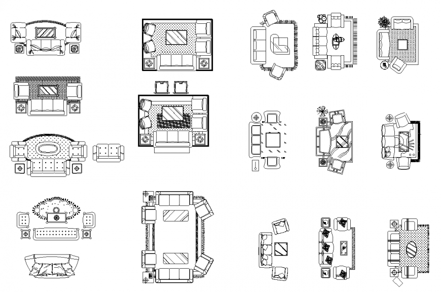 Drawing Room Furniture Elevation and Layout CAD DWG File